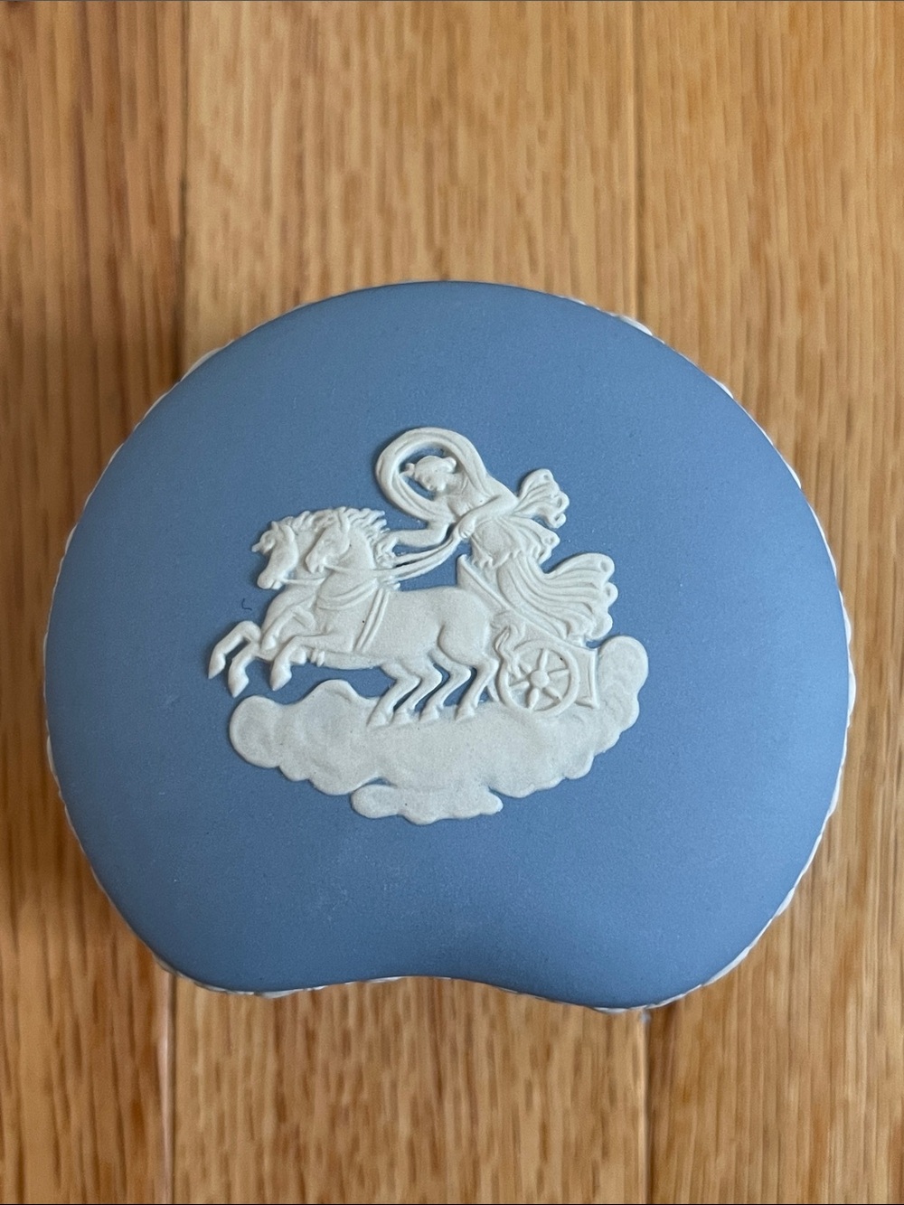 Wedgwood New In Box Blue Jasperware Bean Box J1000 2499 Aurora & Chariot of Dawn